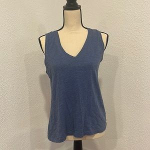 Madewell Blue V-Neck Sleeveless Tee